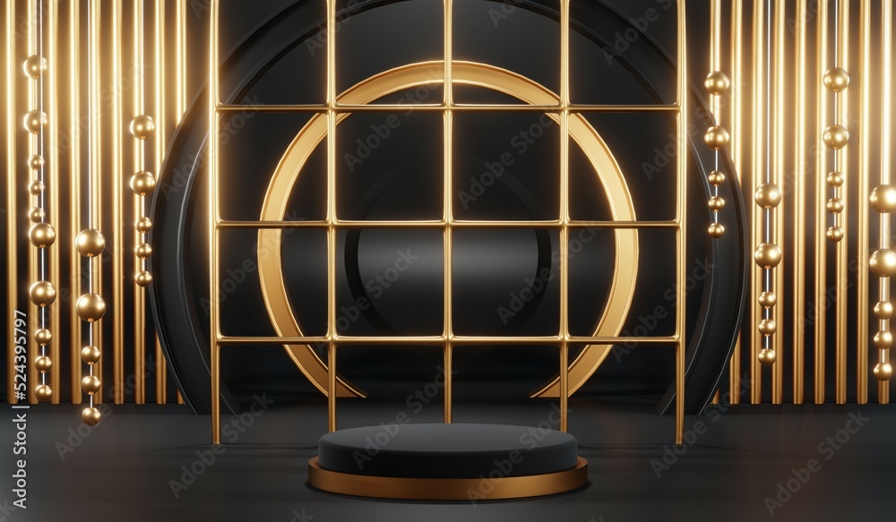 3D rendering of blank product background for cream cosmetics Modern black podium background 3D rendering of blank product background for cream cosmetics Modern black podium background