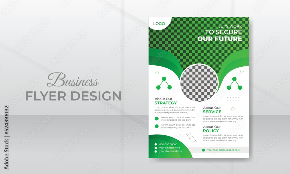 Abstract green nature environment flyer design or plant trees social media brochure template