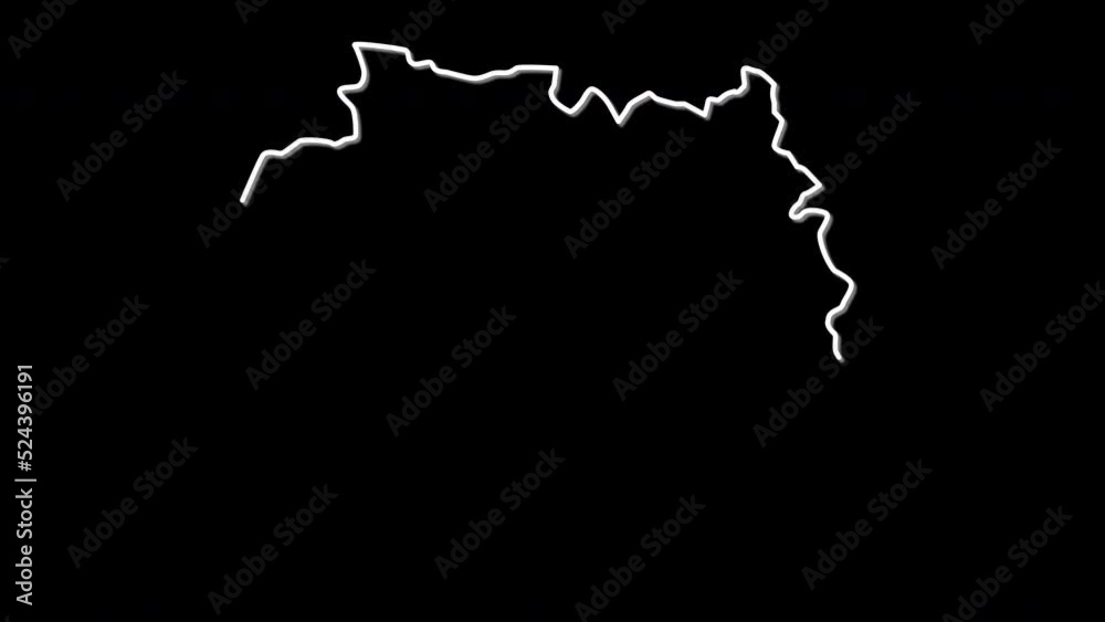 Guinea map, country territory outline self drawing animation. Line art. Guinea map, country territory outline self drawing animation. Line art.