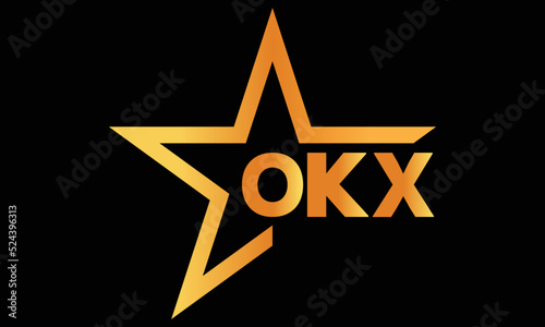 OKX golden luxury star icon three letter logo design vector template. royal logo | luxury logo | jewelry logo | premium logo | iconic logo | Victoria logo |	 photo