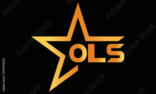 OLS golden luxury star icon three letter logo design vector template. royal logo | luxury logo | jewelry logo | premium logo | iconic logo | Victoria logo |	