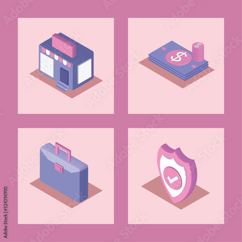 isometric icons start up