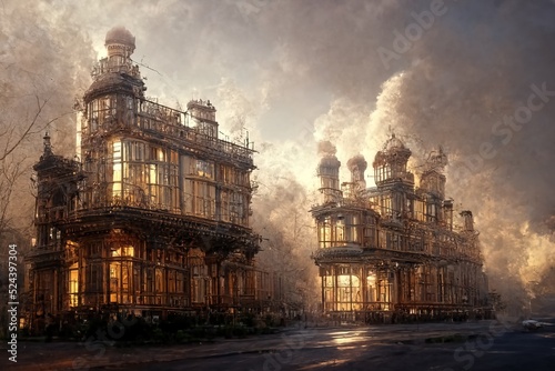 Victorian style architecture, digital art , 3d illustration