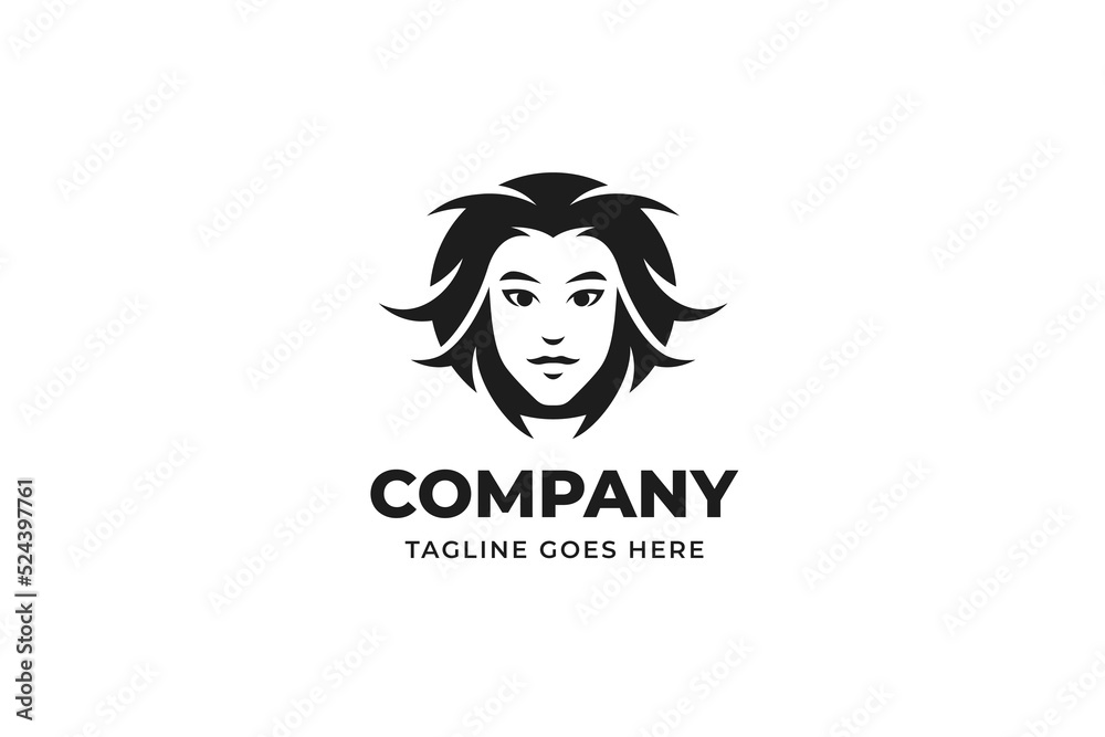 Woman Head Beauty Hair Salon Logo Template