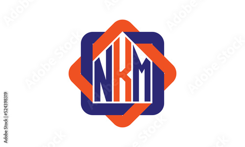 NKM three letter real estate logo with home icon logo design vector template | construction logo | housing logo | engineering logo | initial letter logo | minimalist logo | property logo | photo