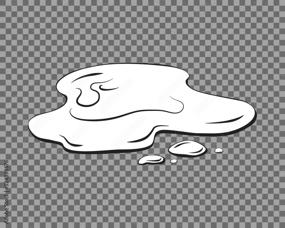Water spill, puddle on a isolated transparent background. Contour liquid . Cartoon Vector illustration. 