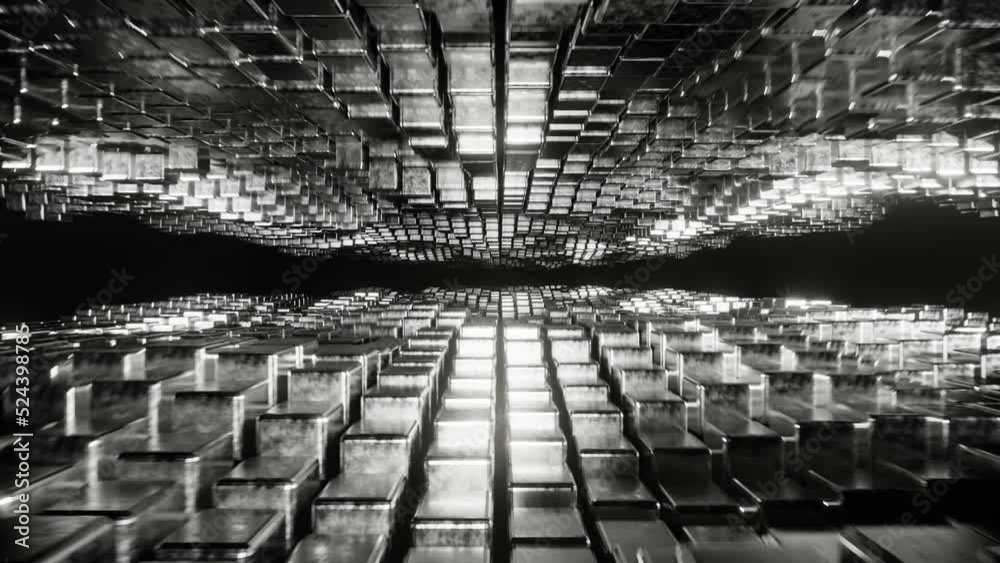 Cube loop ,Abstract square geometric moving cubes 3d animation digital concept background , vj techno 
