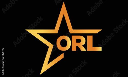 ORL golden luxury star icon three letter logo design vector template. royal logo | luxury logo | jewelry logo | premium logo | iconic logo | Victoria logo |	