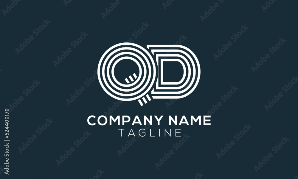 Letter QD minimal vector icon design