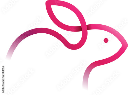 rabbit cute pink, line