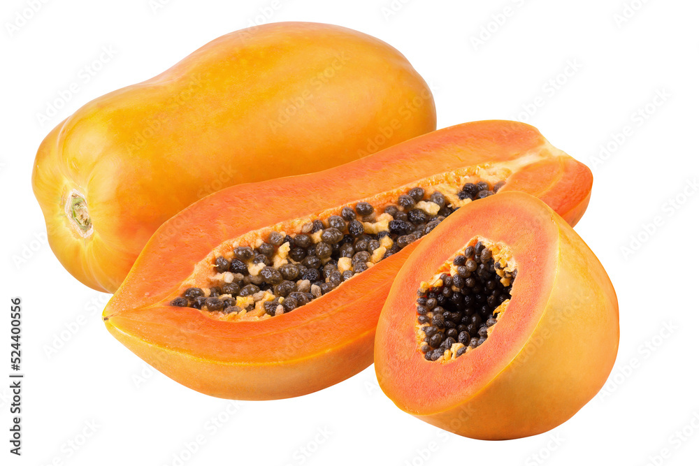 sliced papaya fruit isolated on white background sliced papaya fruit isolated on white background