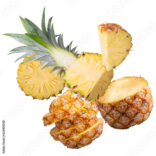 Split Pineapple Fruit isolated over alpha background.