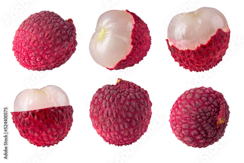 Fresh lychee or litchi fruit isolated over alpha background photo