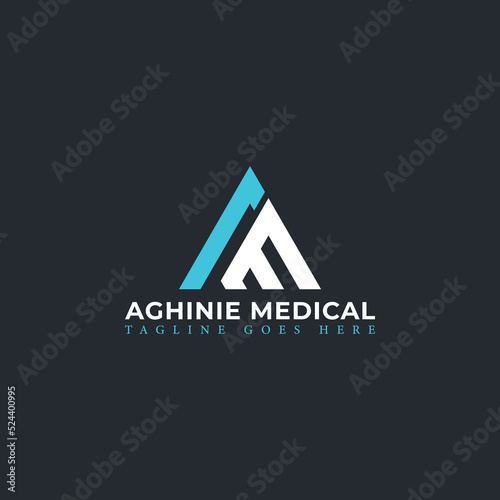 Abstract initial letter AM or MA logo in blue-white color isolated in black background applied for medical supply logo also suitable for the brands or companies have initial name MA or AM.