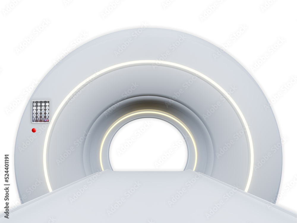 MRI SCANNER - Magnetic resonance imaging scan device in Hospital 3D rendering .