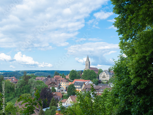 Bonndorf, Germany - May 29th 2022: VIew over the historic village with church