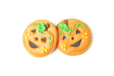 Funny halloween cookies isolated on white background