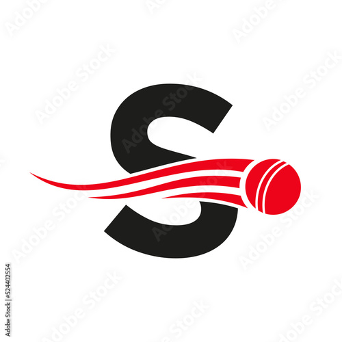Letter S Cricket Logo Concept With Ball Icon For Cricket Club Symbol Vector Template. Cricketer Sign