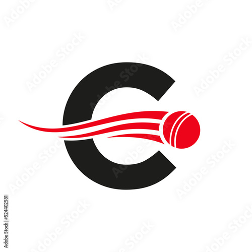 Letter C Cricket Logo Concept With Ball Icon For Cricket Club Symbol Vector Template. Cricketer Sign