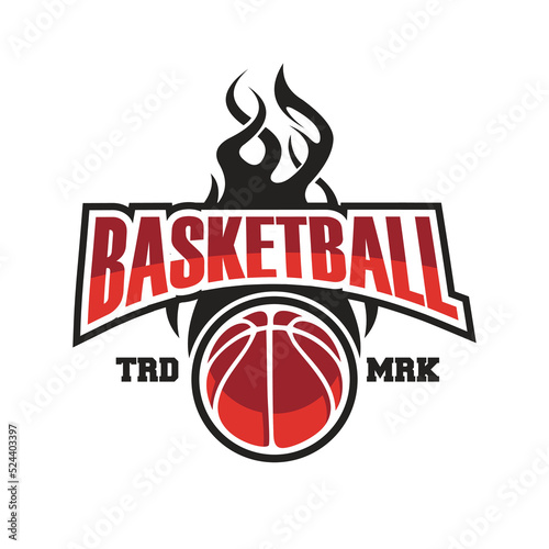 vintage logo fire basketball template illustration