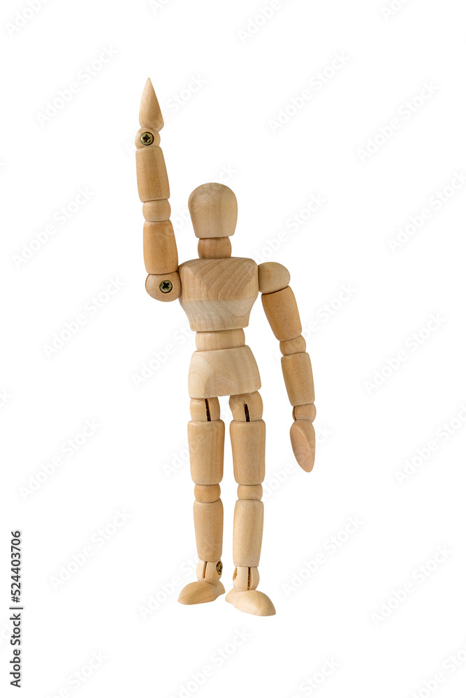 Wooden model raise his hand,voting Wooden model raise his hand,voting