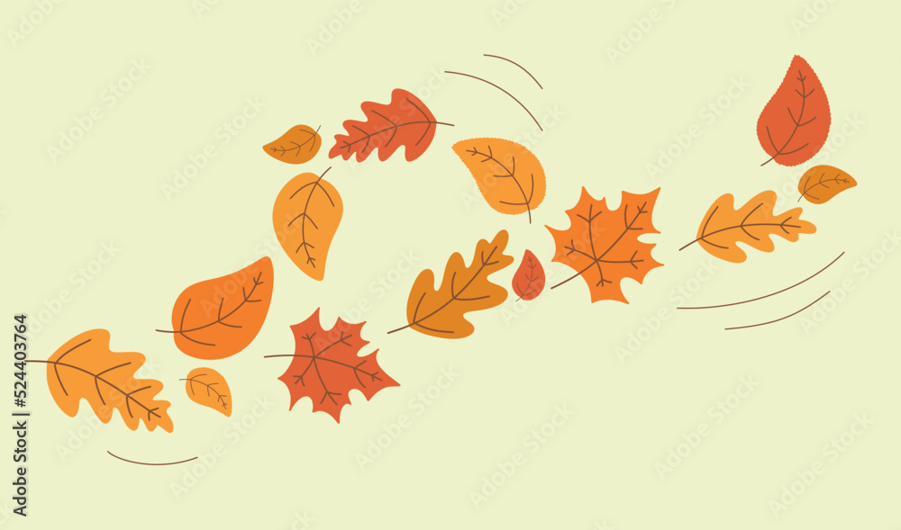 Fall of colorful autumn leaves. Yellowed oak and maple leaves swirl in the wind. Seasonal vector illustration. Template for decorative design. Fall of colorful autumn leaves. Yellowed oak and maple leaves swirl in the wind. Seasonal vector illustration. Template for decorative design.