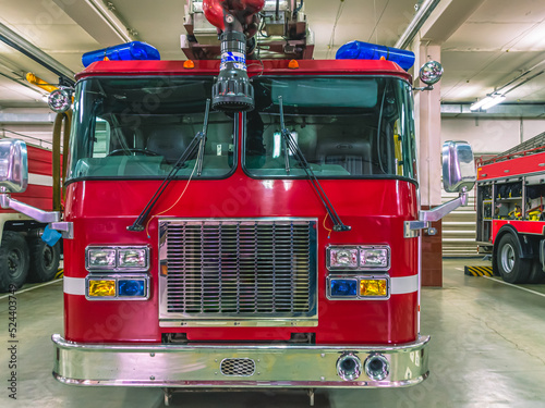 A fire truck for the delivery of firefighters to the place of fire and the supply of extinguishing agent for extinguishing. Equipment for rescuing people in case of fire. Emergency rescue service.