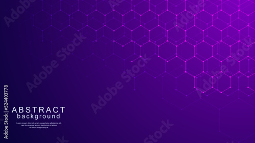 Tech hexagon background with blue gradient
