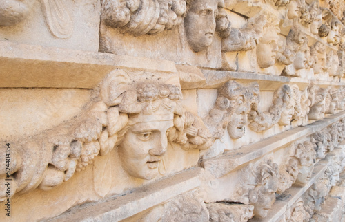 Sculpted Greek mask from the ruins of the theater of Aphrodisias Turkey