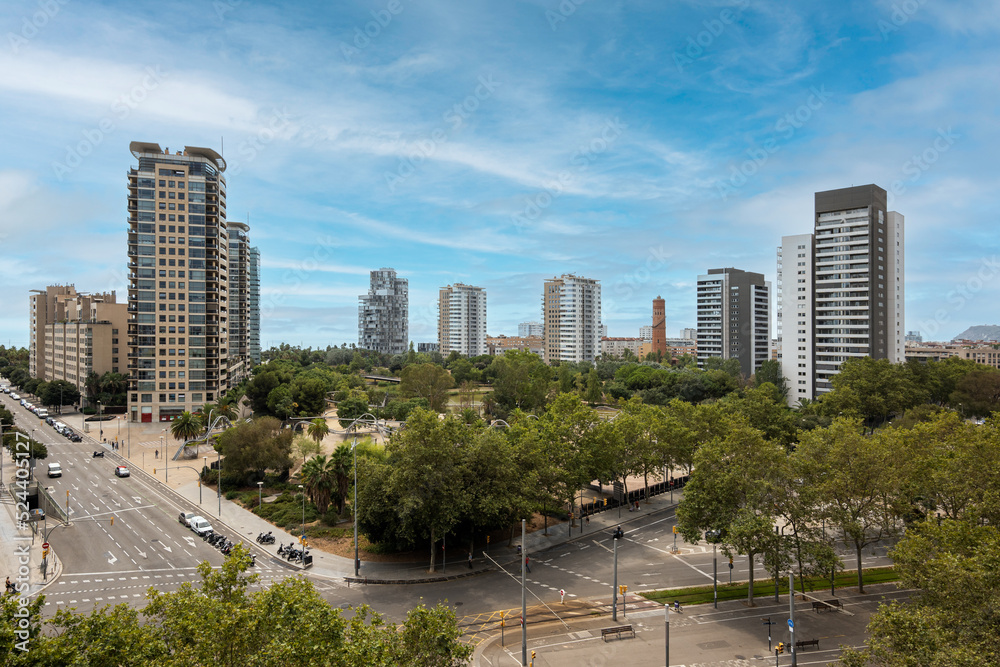 Modern buildings in coastal area Diagonal mar in Barcelona, Spain Modern buildings in coastal area Diagonal mar in Barcelona, Spain