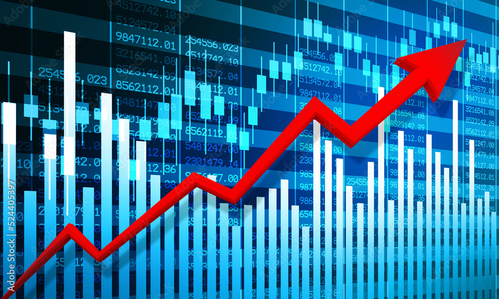 Stock market growth background. Online business graph . 3d illustration. Stock market growth background. Online business graph . 3d illustration.