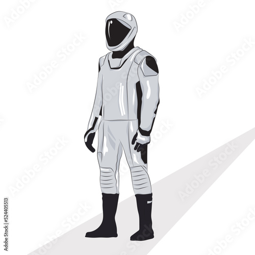 Astronaut suit upright. New spacesuit.