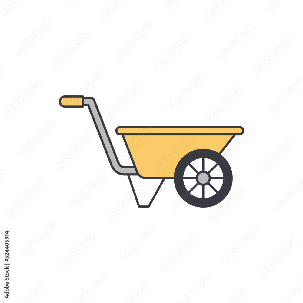 garden wheelbarrow icon in color, isolated on white background garden wheelbarrow icon in color, isolated on white background