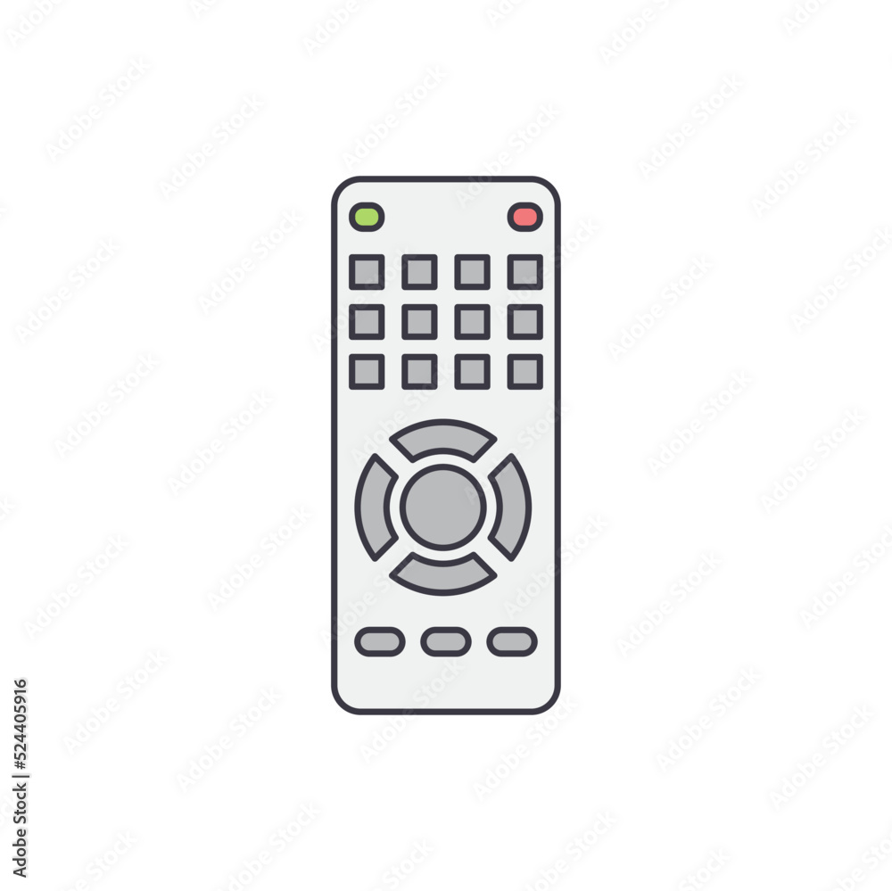 TV remote icon in color, isolated on white background TV remote icon in color, isolated on white background