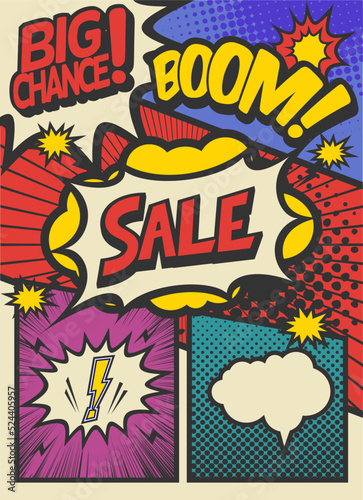 アメコミ風コマ割り素材 pop art comics book magazine, speech bubble, balloon, box message