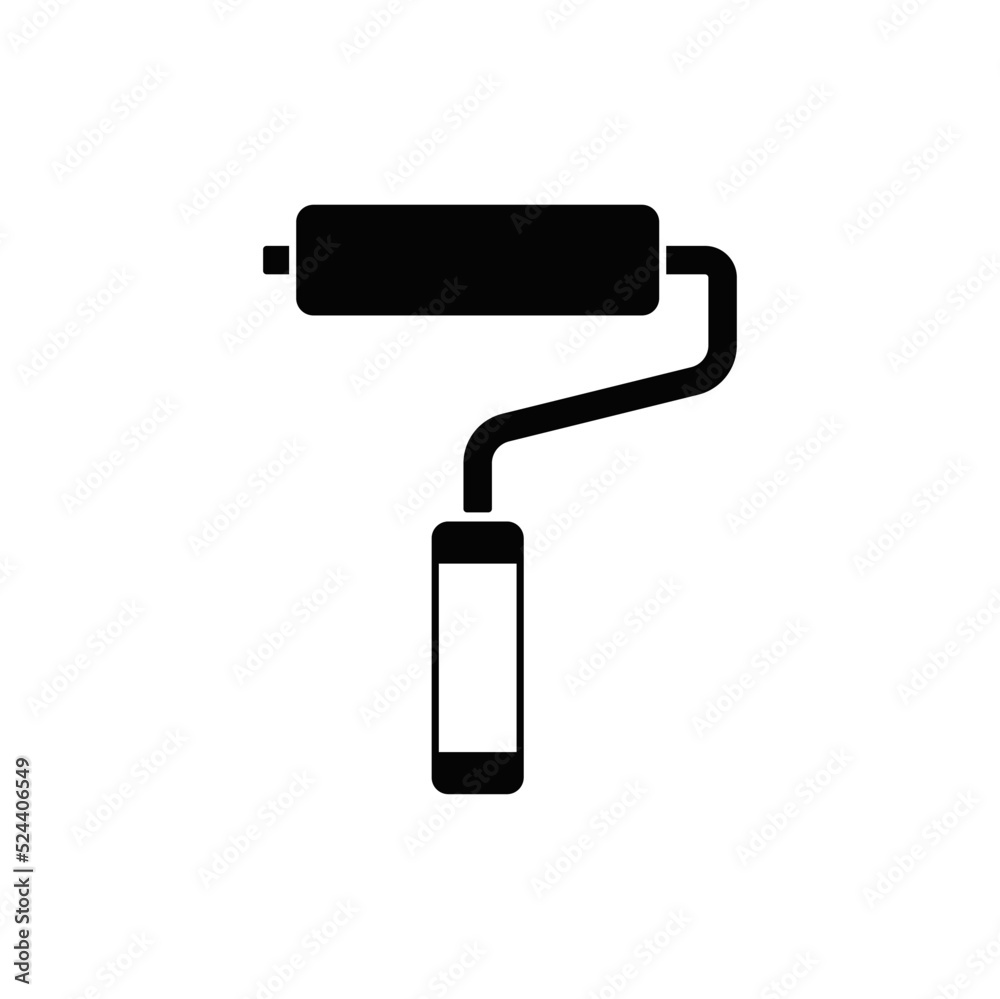paint roller icon in black flat glyph, filled style isolated on white background paint roller icon in black flat glyph, filled style isolated on white background