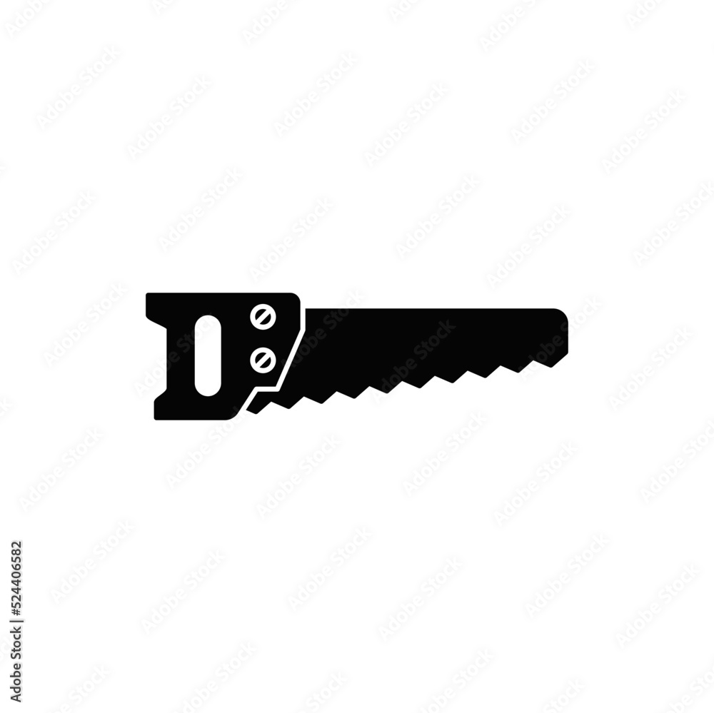saw icon in black flat glyph, filled style isolated on white background saw icon in black flat glyph, filled style isolated on white background