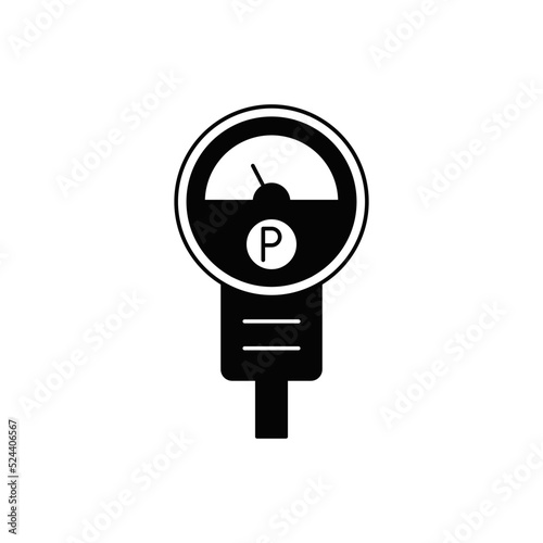parking meter machine icon in black flat glyph, filled style isolated on white background