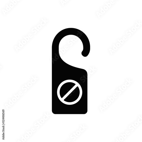 do not disturb door hanger icon in black flat glyph, filled style isolated on white background
