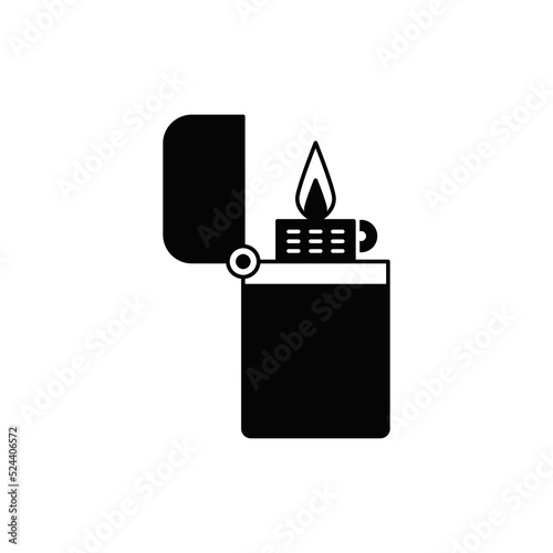 flame lighter icon in black flat glyph, filled style isolated on white background