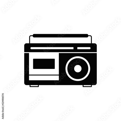 radio icon in black flat glyph, filled style isolated on white background