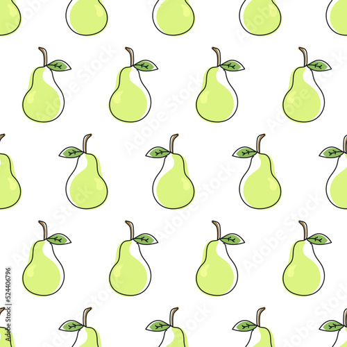 pear pattern. Drawn pears in line art style on a pattern for testicles, wallpapers, prints.