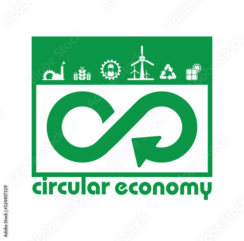 circular economy icons on white background	