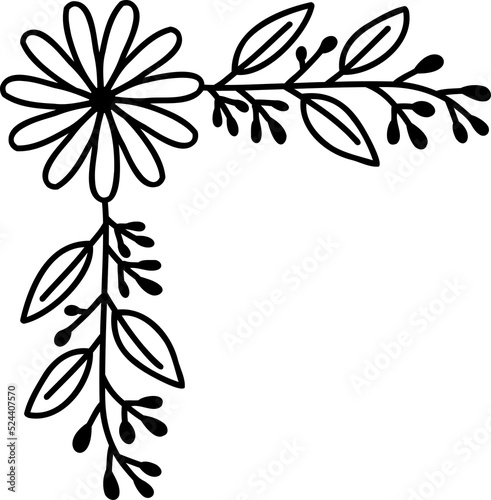 floral frame illustration on transparent background