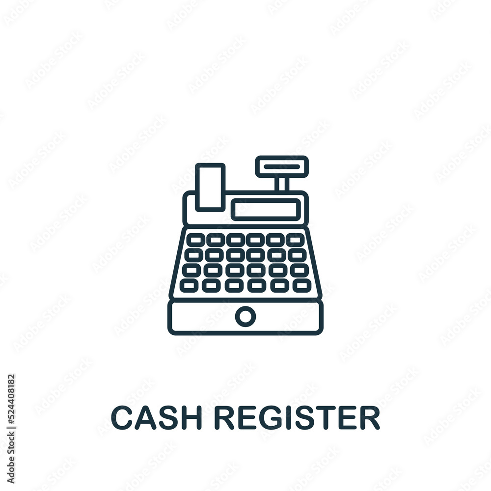 Cash Register icon. Line simple line Online Store icon for templates, web design and infographics Cash Register icon. Line simple line Online Store icon for templates, web design and infographics