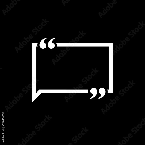 Speech bubble quote icon isolated on dark background