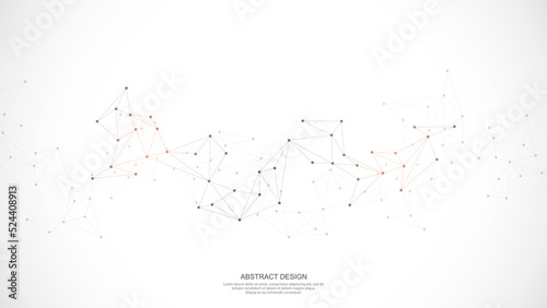 Abstract background and geometric pattern with connecting the dots and lines. Networking concept, internet connection and global communication