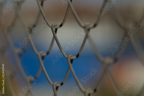 Metal mesh fence close up