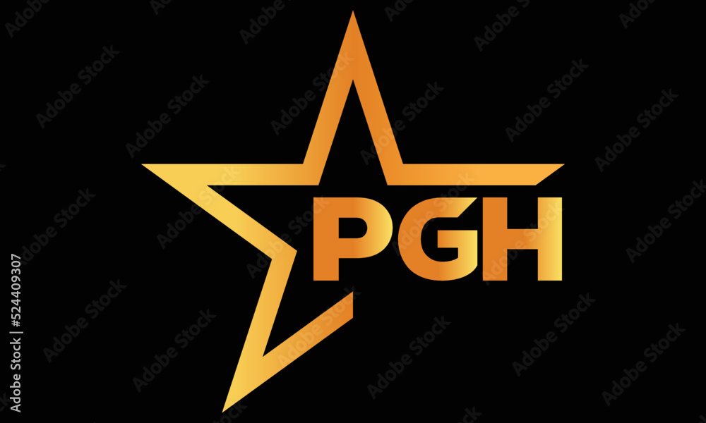 PGH golden luxury star icon three letter logo design vector template ...