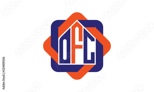 OFC three letter real estate logo with home icon logo design vector template | construction logo | housing logo | engineering logo | initial letter logo | minimalist logo | property logo |